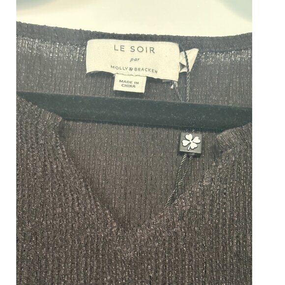 Molly Bracken La Soir Black Ruffle Texture Top / Blouse - Picture 6 of 7